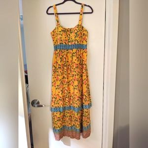 Farm Rio x Anthropologie Tropical Anjou Cashew Tiered Maxi Dress